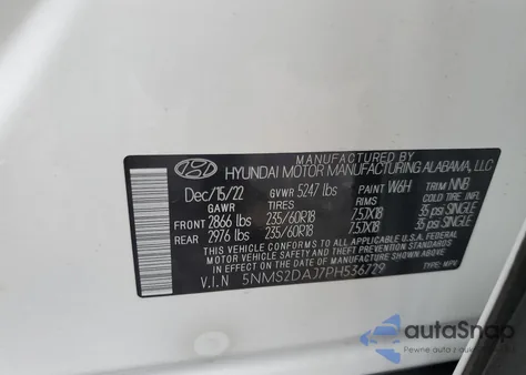 2023 Hyundai Santa Fe Sel из США, поврежденный, VIN 5NMS2DAJ7PH536729